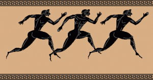 Ancient Hellenes training with same arm same leg running